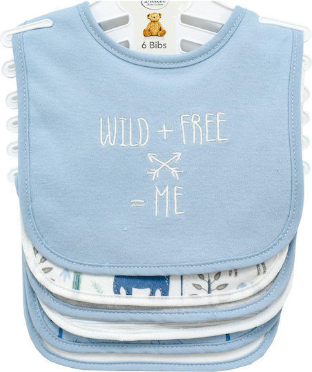 Dimcol Bib Fabric with Hoop & Loop Fastener Sky Blue 6pcs