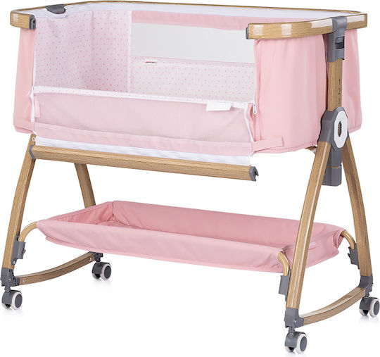 Chipolino Wiege mit Matratze, Seitlicher Öffnung und Rädern Rosa