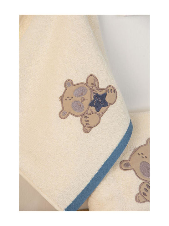 Dimcol Σετ Βρεφικές Πετσέτες 2τμχ Star Bear Εκρου Βάρους 400gr/m²