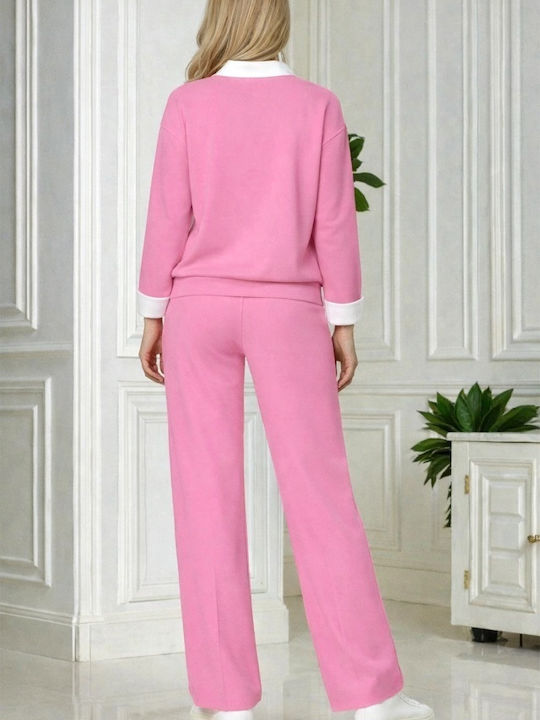 Γυναικείο Pink Σετ με Παντελόνι σε Loose Εφαρμογή