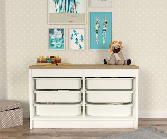 Kids Chest of Drawers White with 6 Drawers 89x34x52cm