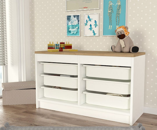 Kids Chest of Drawers White with 6 Drawers 89x34x52cm