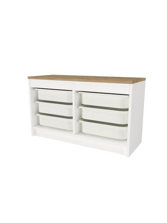 Comodă pentru copii Alb cu 6 sertare 89x34x52buc