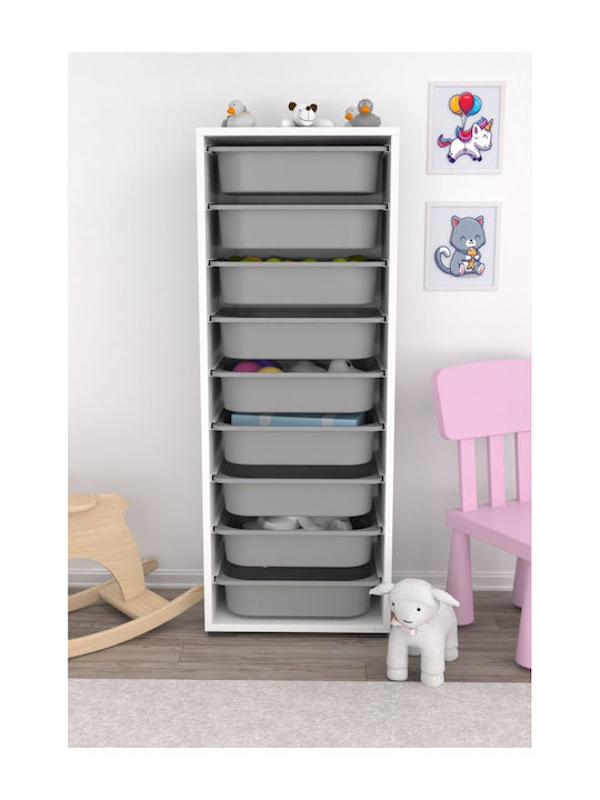 Comodă pentru copii Alb cu 9 sertare 45.5x30x122buc