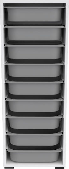 Kids Chest of Drawers White with 9 Drawers 45.5x30x122cm