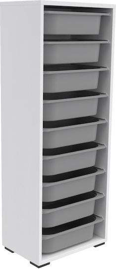 Kids Chest of Drawers White with 9 Drawers 45.5x30x122cm