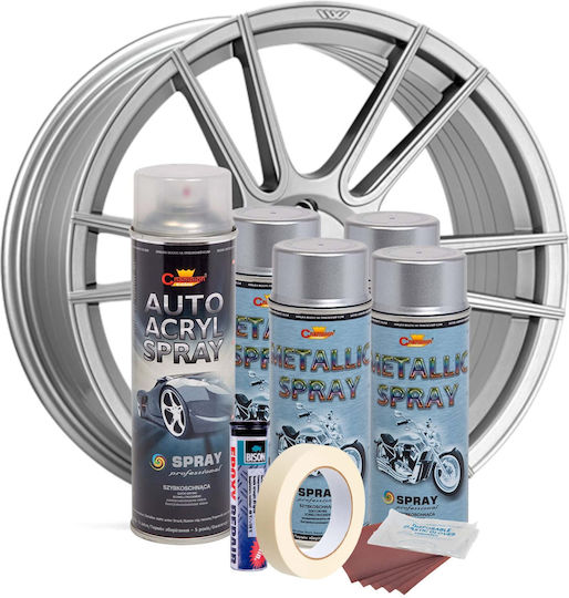 Komplettes Reparatur-Lackierset für Felgen in Metallic-Silber V4