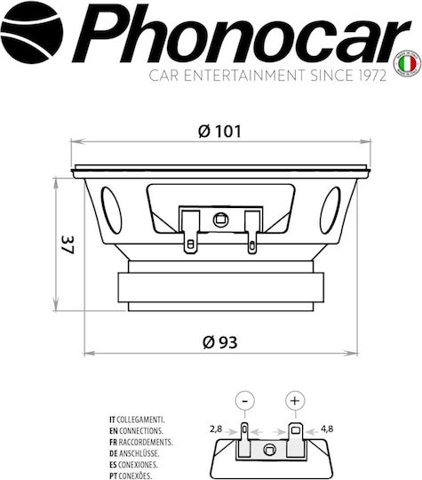 Phonocar Car Speaker Set with 20W RMS (Dual Cone)