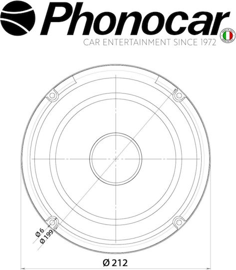 Phonocar Комплект Автомобилни Високоговорители 8" с 130W RMS (Нискочестотен говорител)