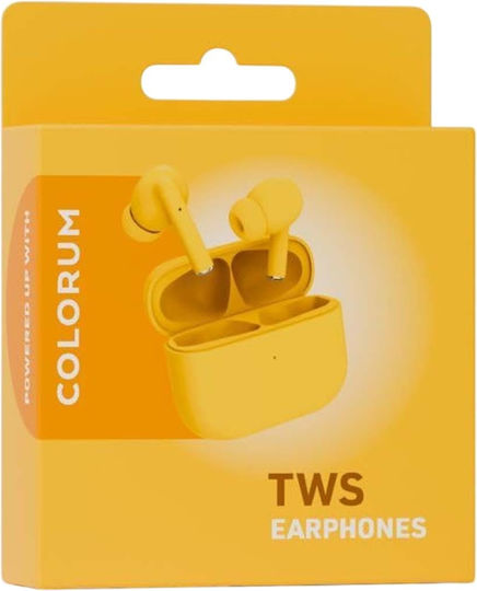 Colorum In-ear Bluetooth Handsfree Ακουστικά με Θήκη Φόρτισης Κίτρινα
