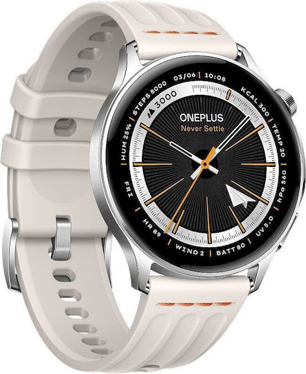 OnePlus Watch Lite Stainless Steel 45mm Waterproof with Heart Rate Monitor (Silver)