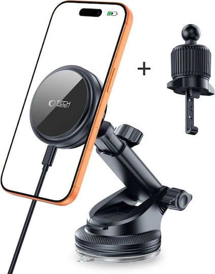 Tech-Protect V9 Arcticboost Car Mobile Mount with Magnet and Wireless Charging MagSafe Black