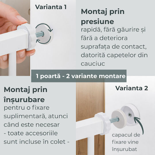 Kidizi Security Door Simple Placement made of Metal in White Color 1pcs