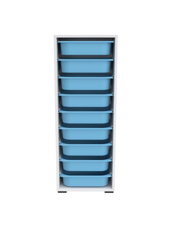 Comodă pentru copii Alb cu 9 sertare 45.5x30x122buc
