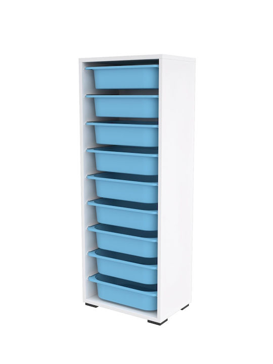 Comodă pentru copii Alb cu 9 sertare 45.5x30x122buc