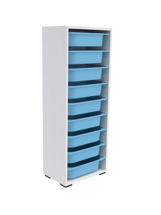 Comodă pentru copii Alb cu 9 sertare 45.5x30x122buc