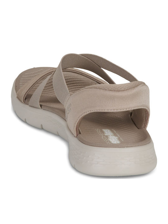 Go Walk Flex Glimmer Up Καλοκαιρινές Γυναικείες Πλατφόρμες Μπεζ