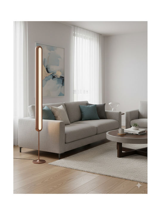Allocacoc LightPillar Standing LED Φωτιστικό Δαπέδου Υ131xΜ20εκ. με Θερμό Λευκό Φως 1080lm Ροζ Χρυσό