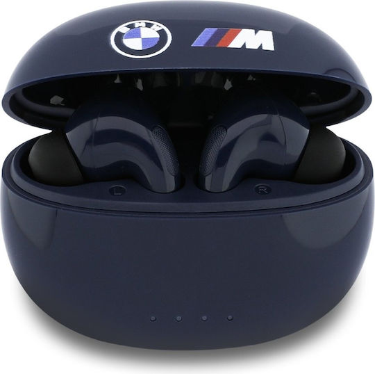 BMW Printed In-ear Bluetooth Handsfree Earphones with Charging Case Blue