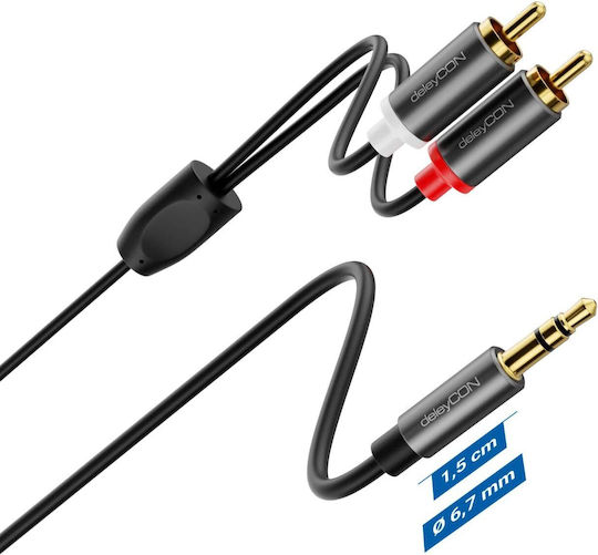 DeleyCON Audio Cable 3.5mm Male - 3.5mm Male Black 3m with Gold Plated Terminals MK3735