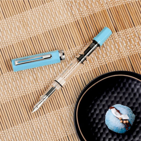 Twsbi Piston Filling Πένα Καλλιγραφίας Extra Fine Γαλάζια με Κόκκινο Μελάνι