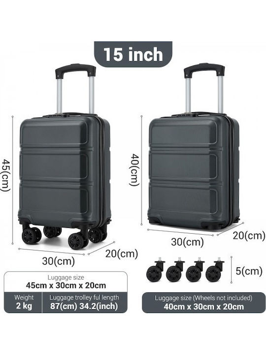 Miss Lulu Cabin Hard Travel Suitcase Gray with 4 Wheels Height 45cm