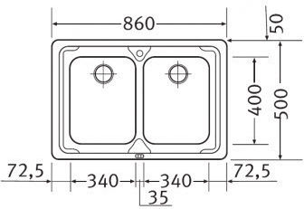 Franke 1010172248 Ένθετος Inox Σατινέ Μ86xΠ50cm Ασημί
