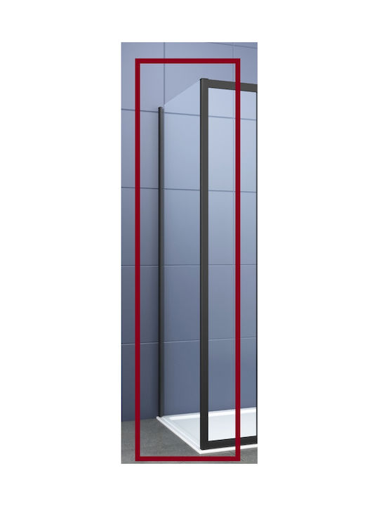 Bronze Art Fixed Side for Shower 80x195cm Clear Glass Black