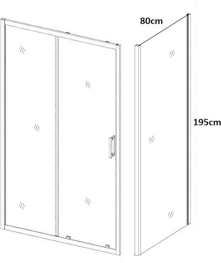 Bronze Art Feste Seite für Dusche 80x195cm Klarglas Schwarz