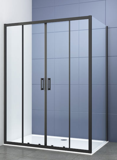 Piccadilly Cabinet Duș cu Glisare Ușă 155-160x195cm Sticlă transparentă Negru