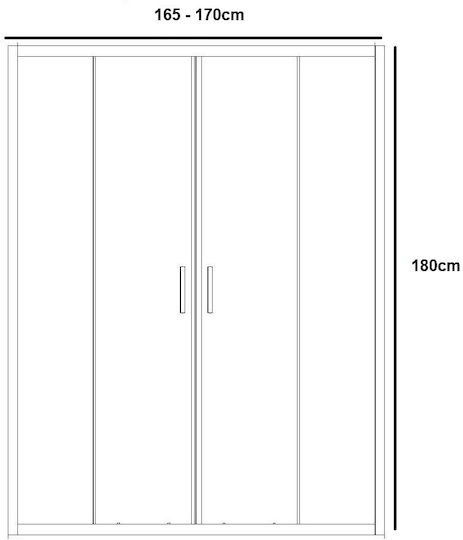 Piccadilly Cabinet Duș cu Glisare Ușă 165-170x180cm Sticlă transparentă Chrome