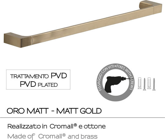 Gedy Pirinei Single Wall-Mounted Bathroom Rail Gold
