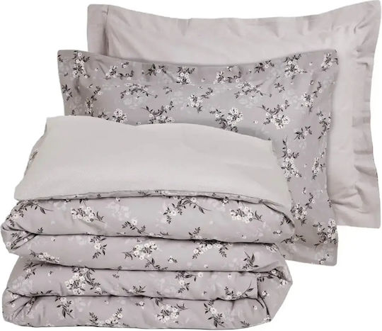 Das Home Duvet Cover Set Cotton Single with Pillowcase 160x240 Happy Grey - Τaupe Grey - Τaupe