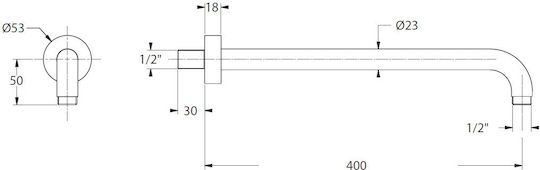 Round Wall Arm 40cm Nickel Brushed Piccadilly