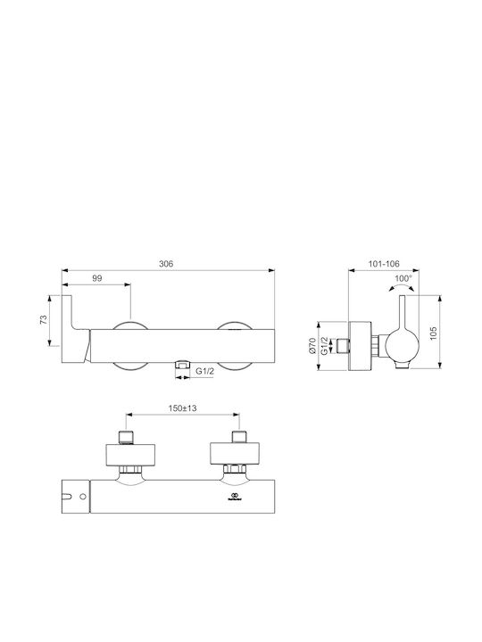 Ideal Standard Amestecare Baterie Dus Argintiu