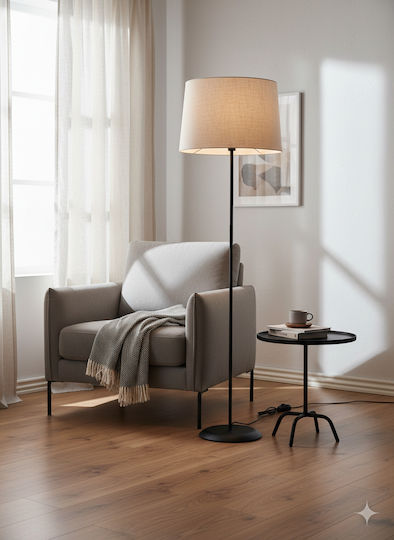 Heronia FLW-03-B Vintage Floor Lamp H126cm. with Socket for Bulb E27 Black