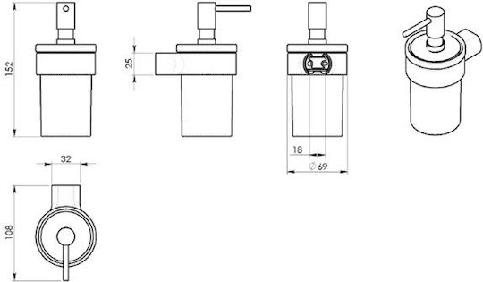Gedy PI81 Επιτοίχιο Dispenser Γυάλινο