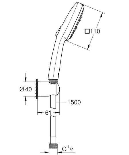 Grohe Tempesta Cube110 Телефонен душ със спирала