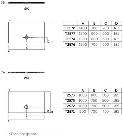 Ideal Standard Strada Κεραμική Ντουζιέρα 100x70cm Λευκή