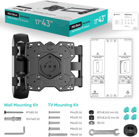Onkron Wall TV Mount up to 43" Black