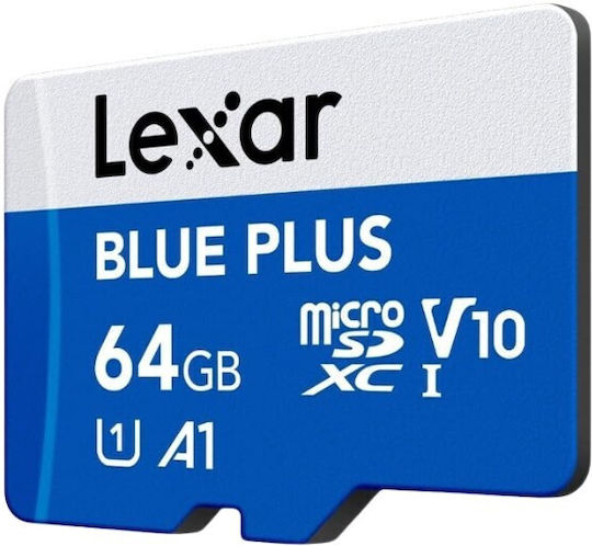 Lexar Plus SDXC 64GB Class 10 UHS-I 100MB/s με αντάπτορα