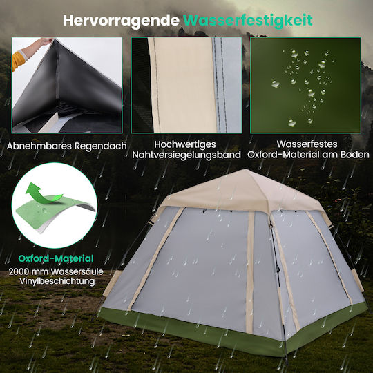 Costway Camping Tent Pop Up Beige 3 Seasons