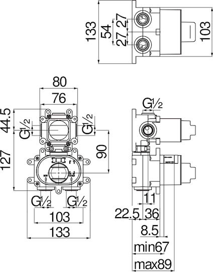 Internal Mechanism for Built-In Thermostatic Mixer Ii Nobili