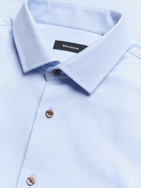 Langärmeliges Baumwollhemd in Normale Passform Chambray Blau 30207538-Blau