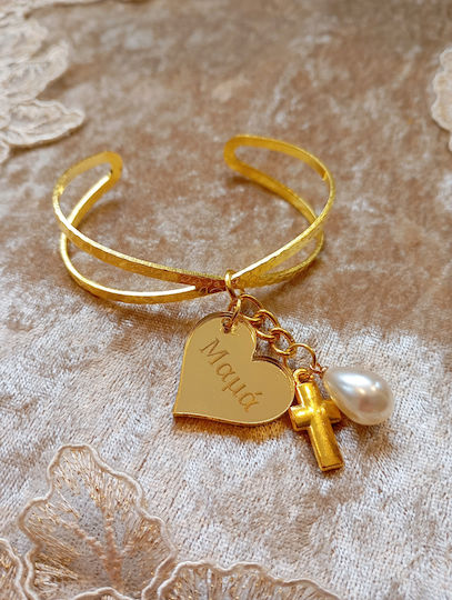 By Anastasia's Art Creations Christening Charm Bracelet Metal Gold 1pcs