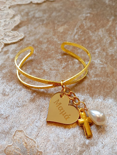 By Anastasia's Art Creations Christening Charm Bracelet Metal Gold 1pcs