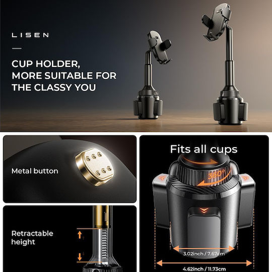 Lisen Car Mobile Mount with Adjustable Hooks Black