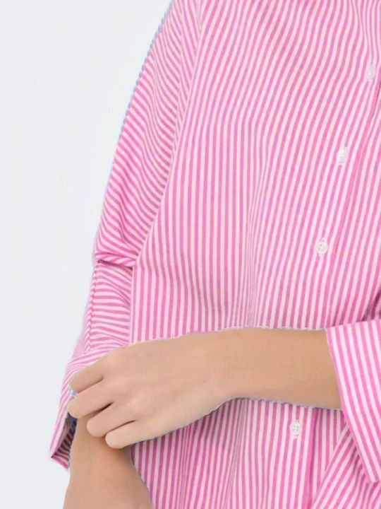 Long Sleeve Women's Shirt Intense Pink Striped