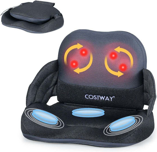 Costway Pernă de masaj Shiatsu pentru cap & spate cu Vibrație și funcție de încălzire Gri