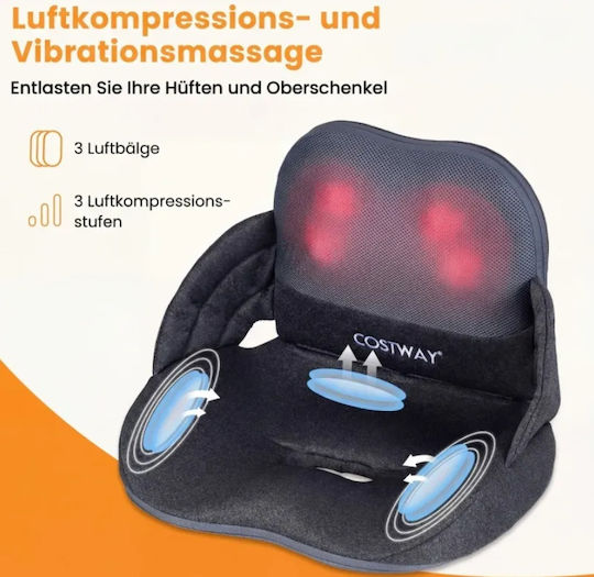 Costway Pernă de masaj Shiatsu pentru cap & spate cu Vibrație și funcție de încălzire Gri